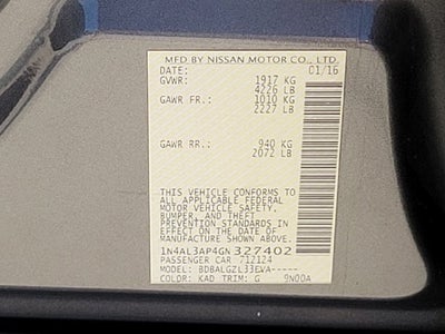 2016 Nissan Altima 2.5 S