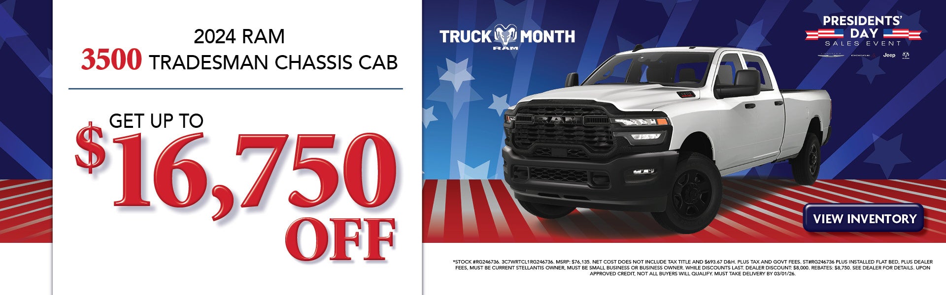 Get Up To $16,750 Off a 2024 RAM 3500 Tradesman Chassis Cab