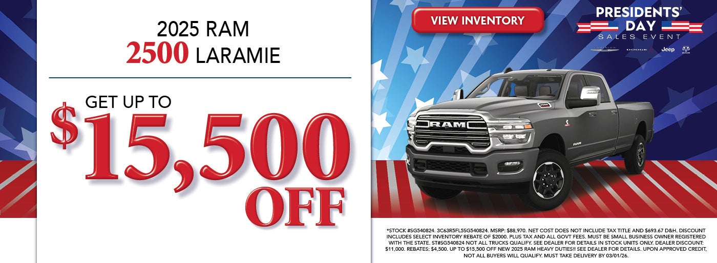 Get Up To $15,500 Off a 2025 RAM 2500 Laramie