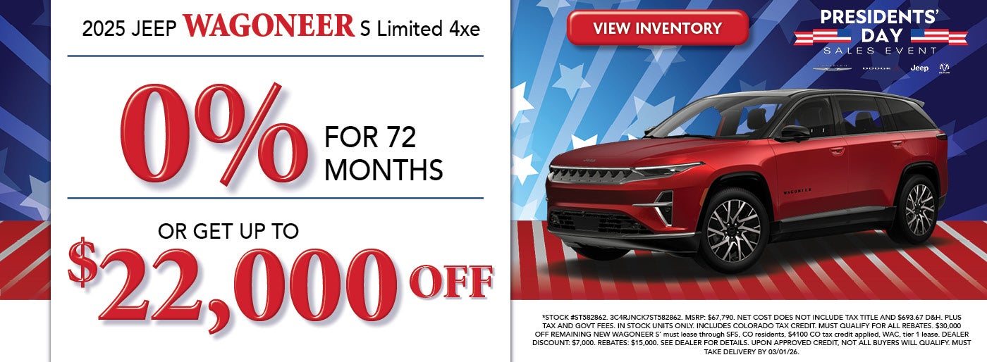 Get 0% APR or Up To $22,000 Off a 2025 Jeep Wagoneer S Limited 4xe
